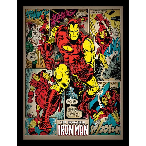 Affiche en Bois Rétro Marvel Iron Man Big Issue 40 x 30 cm