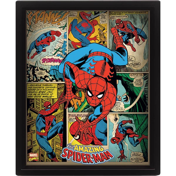 Affiche 3D Lenticulaire Marvel Retro Spider - Man 25 x 20 cm