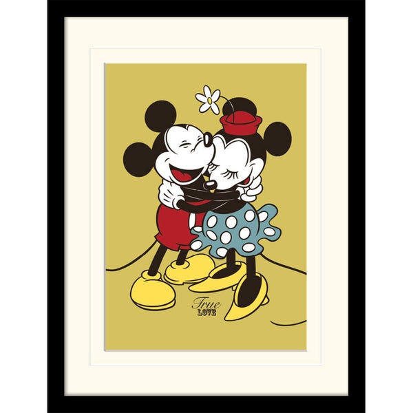 Impression Encadrée Mickey et Minnie Mouse Amour Toujours - 30 cm x 40 cm