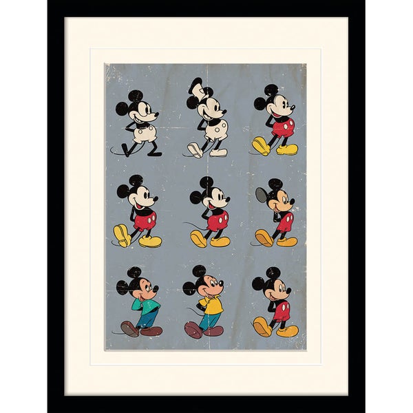Impression Encadrée Évolution de Mickey Mouse - 30 cm x 40 cm