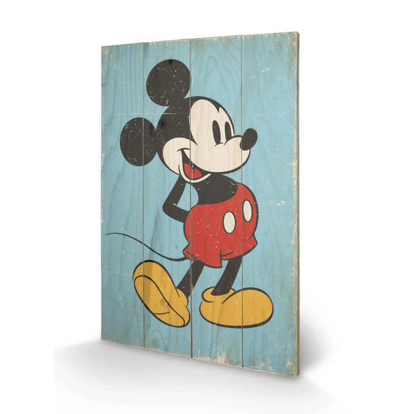 Affiche en Bois Rétro Mickey Mouse Disney 40 x 39 cm