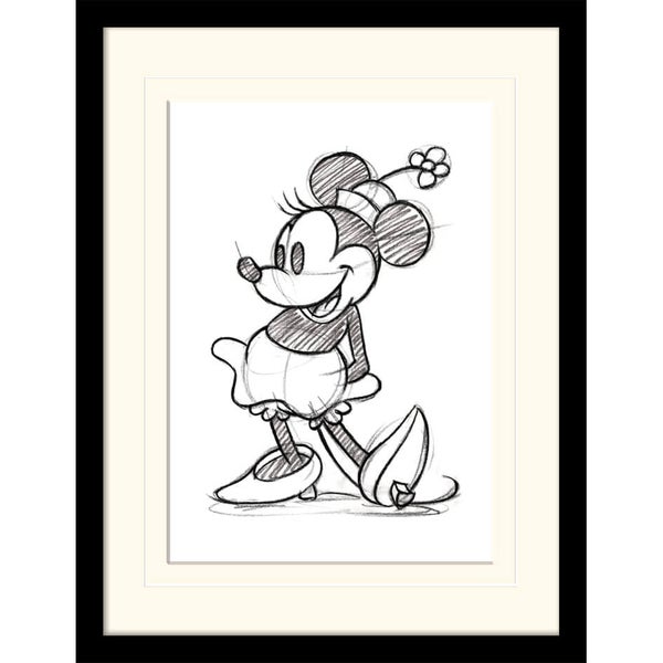 Minnie Mouse Sketched Single Mounted 30 x 40cm Print