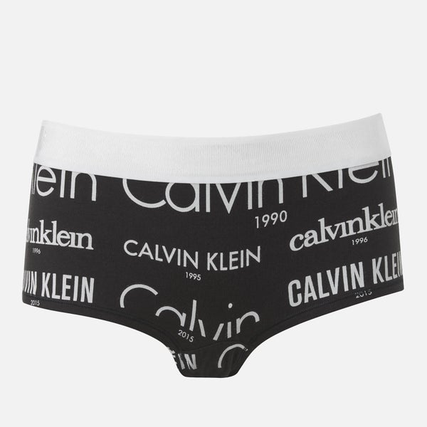 Calvin Klein Women's Logo Boy Shorts - Heritage Logo Black