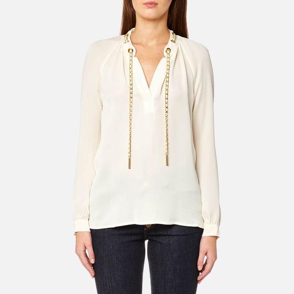 MICHAEL MICHAEL KORS Women's Long Sleeve Chain Neck Top - Bone