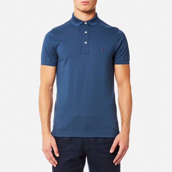 Tommy Hilfiger Men's Luxury Slim Fit Short Sleeve Polo Shirt - Sargasso Sea