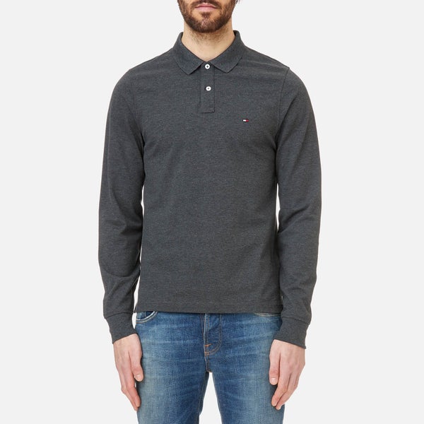 Tommy Hilfiger Men's Slim Fit Tipped Long Sleeve Polo Shirt - Charcoal Heather