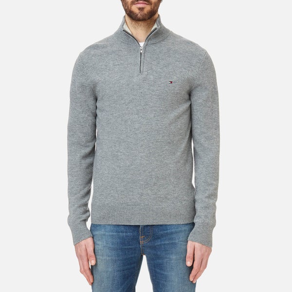 Tommy Hilfiger Men's Liam Lambswool Half Zip Knitted Jumper - Silver Fog
