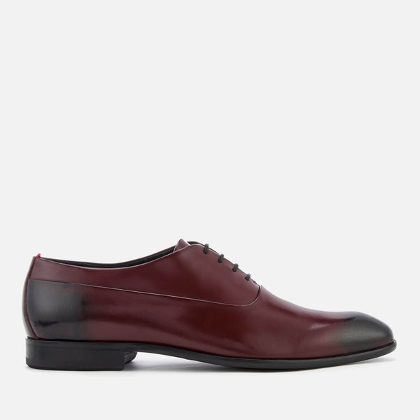 HUGO Men's Dress Appeal Brush Off Leather Oxford Shoes - Dark Red
