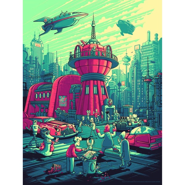 Futurama - Zavvi Exklusives Signiertes Silkscreen von Dan Mumford (45cm x 60cm)