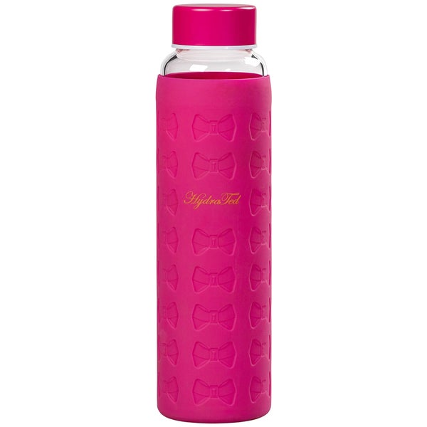 Ted Baker Hot Pink Glass Water Bottle with Silicone Sleeve