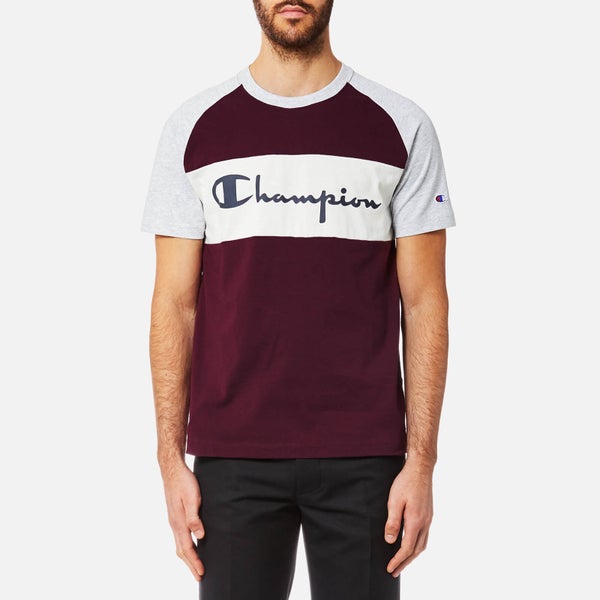 Champion Men's Colour Block T-Shirt - Burgundy/Grey Marl