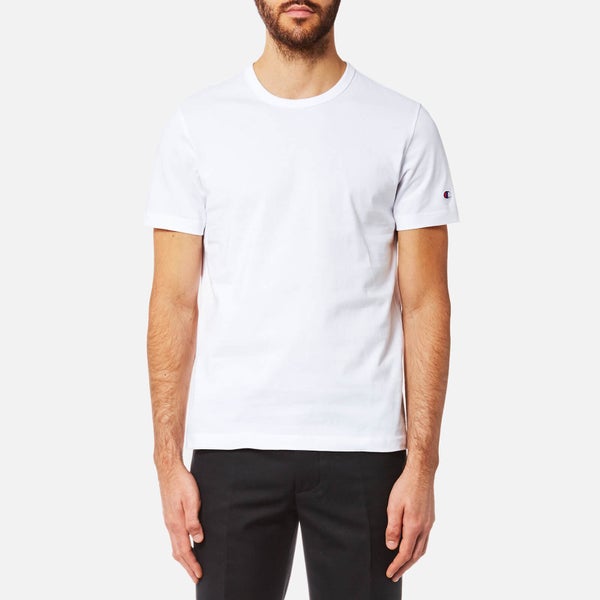 Champion Men's Basic Sleeve Logo Short Sleeve T-Shirt - White