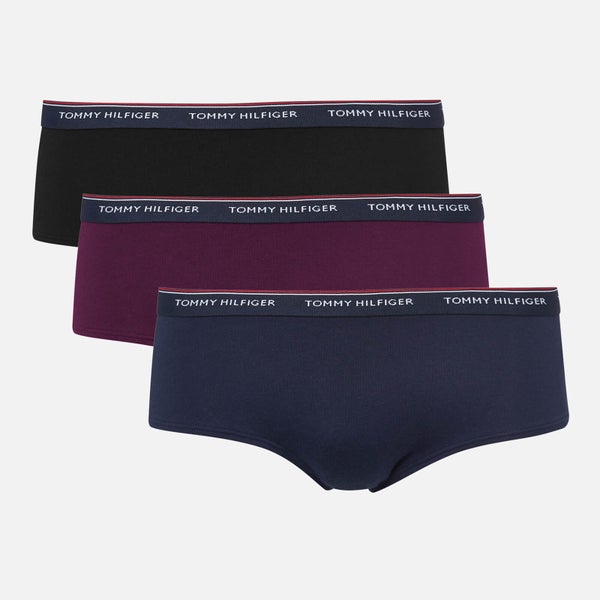 Tommy Hilfiger Women's 3 Pack Logo Shorty Briefs - Potent Purple/Navy/Black