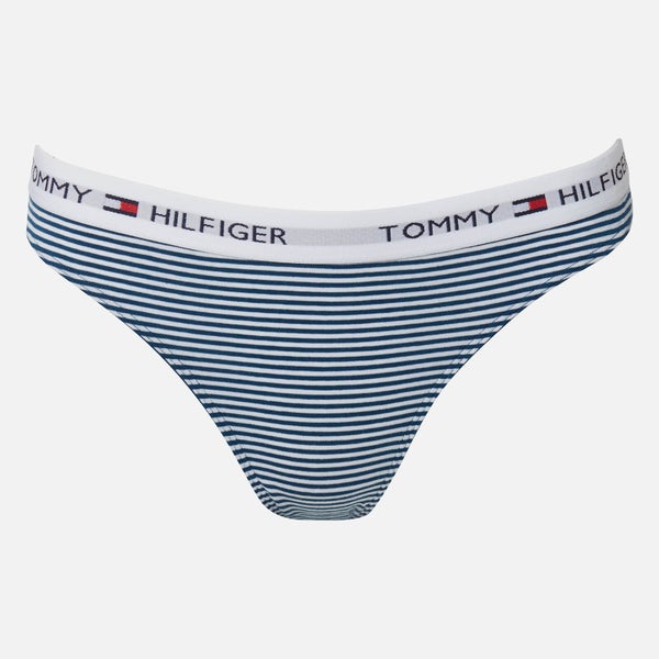 Tommy Hilfiger Women's Striped Thong - Poseidon/White