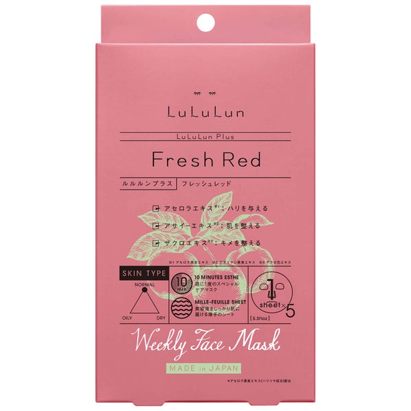 Lululun Plus Fresh Red Face Mask - 5 Sheets