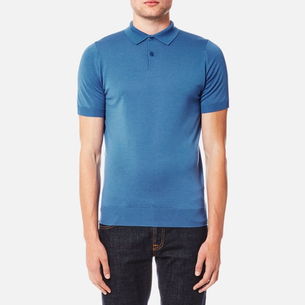 John Smedley Men's Payton 30 Gauge Merino Short Sleeve Polo Shirt - Derwent Blue