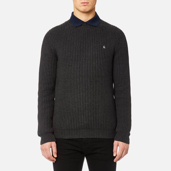 MUSTO Men's Mallory Heavy Rib Crew Neck Knitted Jumper - Charcoal