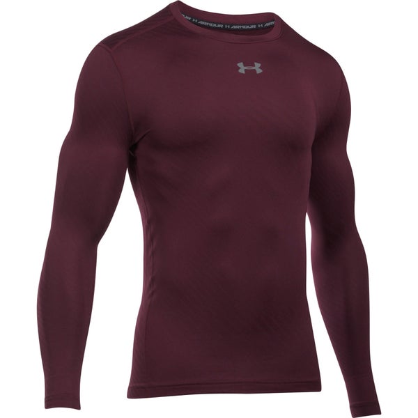 Under Armour Men's Striped Compression Long Sleeve Crew Top - Burgundy
