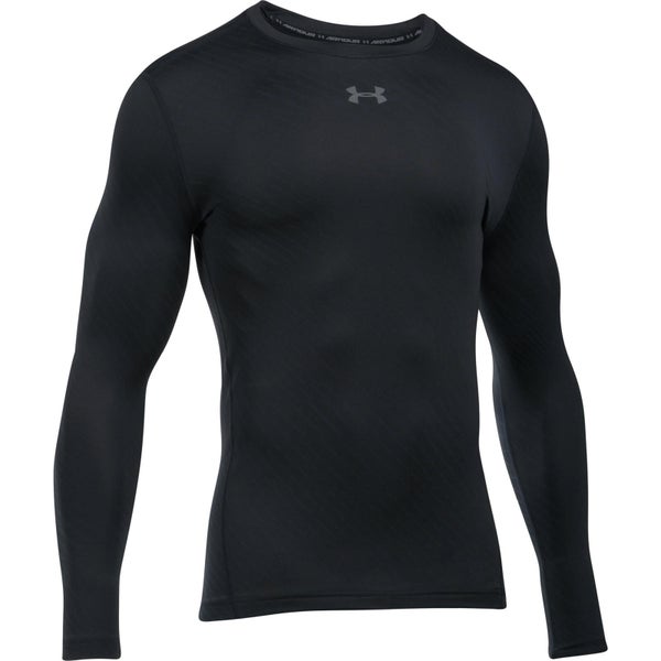 Under Armour Men's Striped Compression Long Sleeve Crew Top - Black