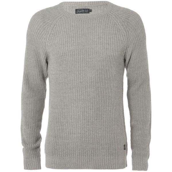 Jack & Jones Originals Men's Panel Rib Raglan Jumper - Light Grey Marl