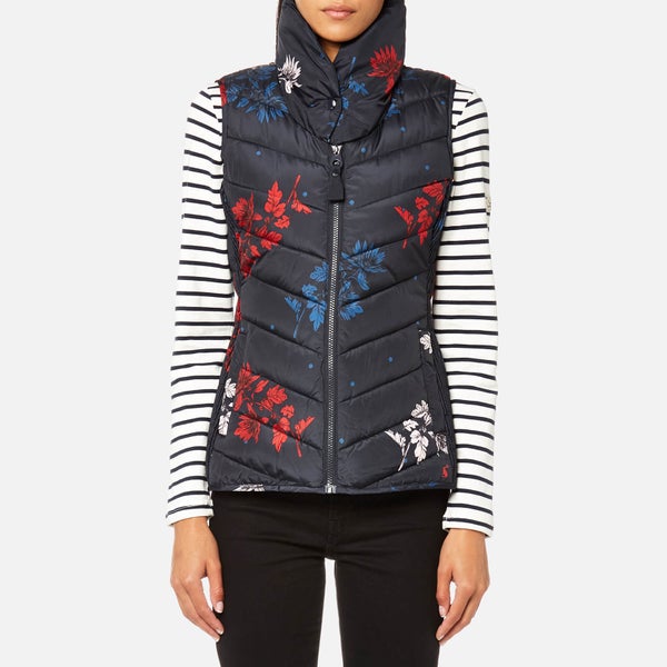 Joules Women's Larkhill Print Collared Padded Gilet - Marine Navy Fay Floral