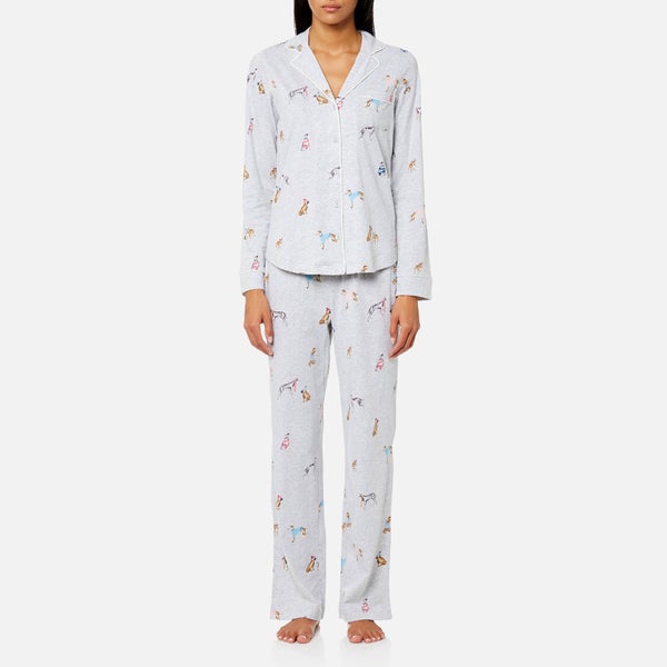 Joules Women's Astrid Printed Jersey Pyjama Set - Grey Marl Chic Dogs