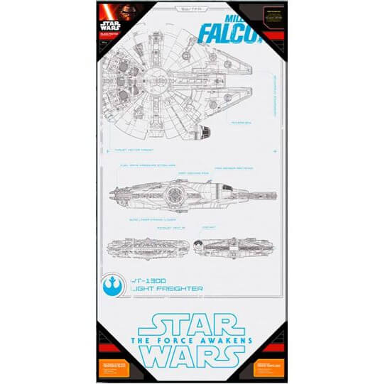 Star Wars Episode VII Glass Poster - Millennium Falcon (50 x 25cm)