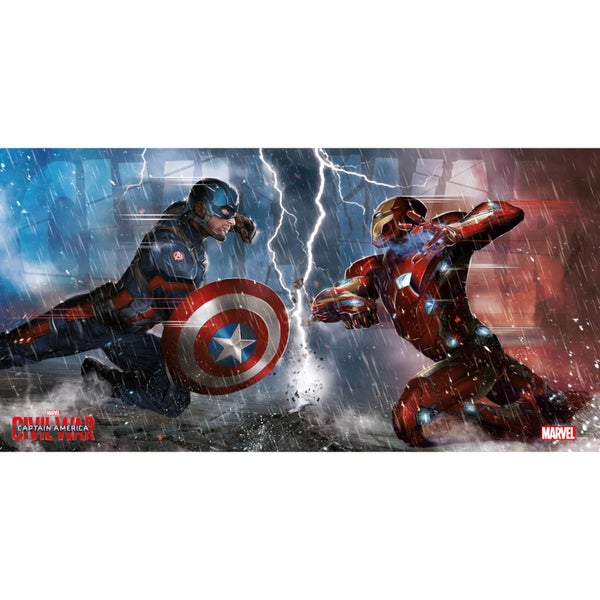 Affiche en Verre Captain America Civil War - Duel (60 x 30cm)