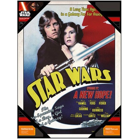 Affiche en Verre Star Wars Luke Skywalker et Princesse Leïa (30 x 40cm)