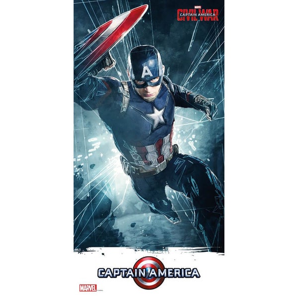 Captain America Civil War Glass Poster - Captain America (60 x 30cm)