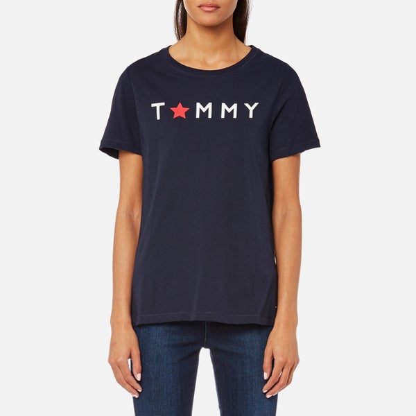 Tommy Hilfiger Women's Star Graphic Crew Neck T-Shirt - Navy
