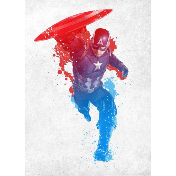 Affiche en Métal Marvel Comics Civil War Bleu Blanc Rouge Captain America (68 x 48cm)