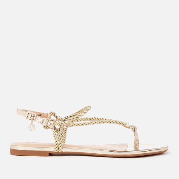 Armani Exchange Women's Rope T-Bar Sandals - Light Gold/Champagne