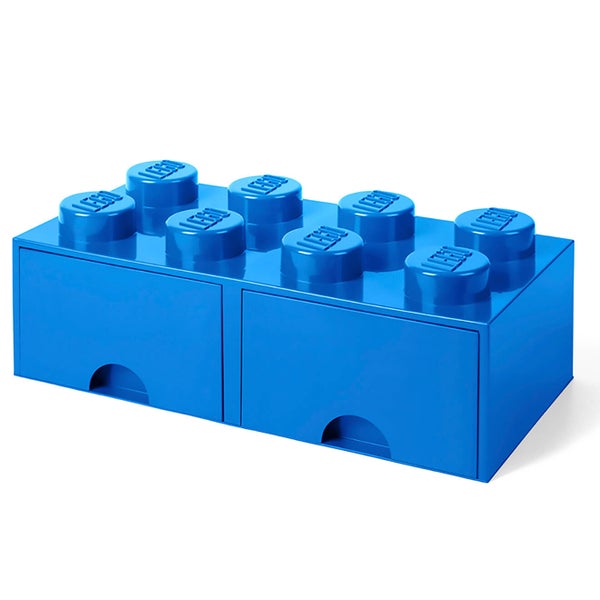 LEGO Storage 8 Knob Brick - 2 Drawers (Bright Blue)