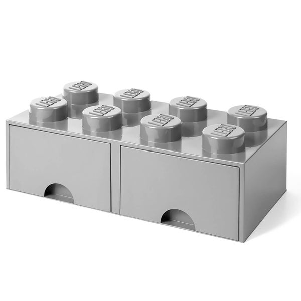 LEGO Storage 8 Knob Brick - 2 Drawers (Medium Stone Grey)