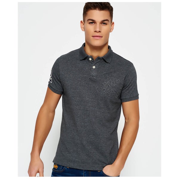 Superdry Men's Classic Embossed Pique Short Sleeve Polo Shirt - Grey Grit