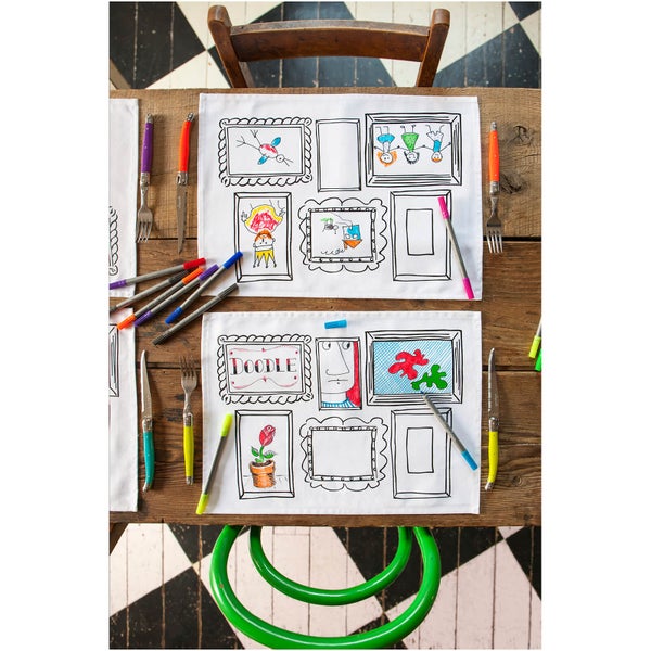 Doodle Frame Placemats with 10 wash out pens (Set of 4)