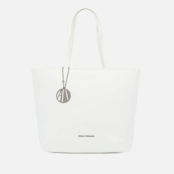 Armani Exchange Women's Patent Tote Bag - White