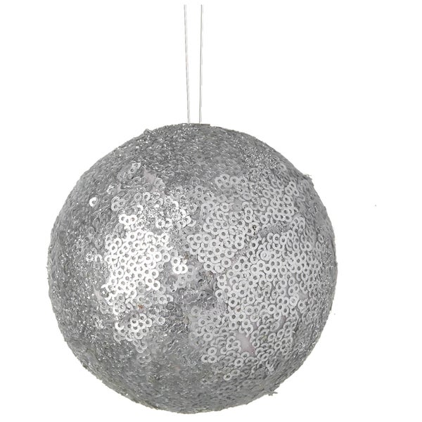 Parlane Sequin Hanging Decoration (10 x 10cm) - Silver Bauble