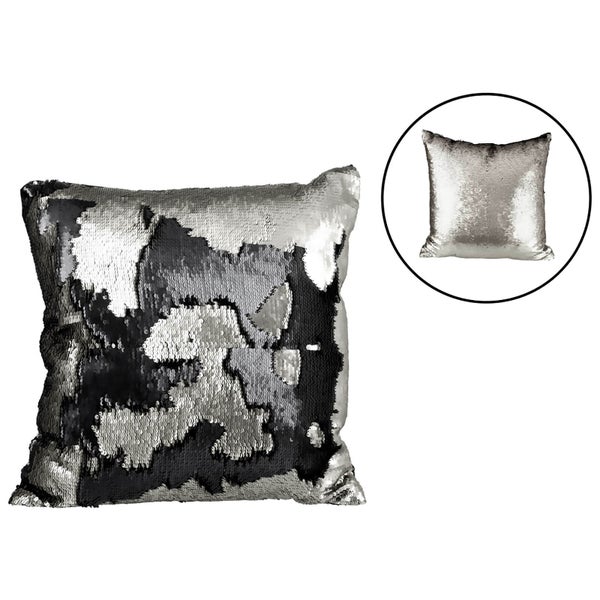 Parlane Two Tone Sequin Cushion (43 x 43cm) - Black/Silver