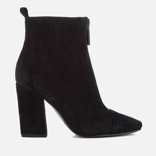 Kendall + Kylie Women's Raquel Suede Zip Front Heeled Ankle Boots - Black