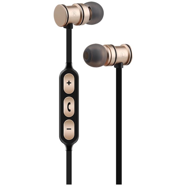 AV: Link Metallic Magnetic Bluetooth Earphones with Tangle Free Cable - Gold