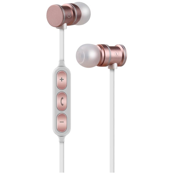 AV: Link Metallic Magnetic Bluetooth Earphones with Tangle Free Cable - Rose Gold