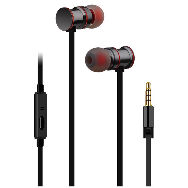AV: Link Metallic Magnetic Stereo Noise Cancelling Earphones with Tangle Free Cable - Black