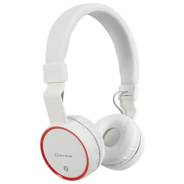 AV: Link Wireless Bluetooth On-Ear Noise Cancelling Headphones (With Built-in FM Radio) - White