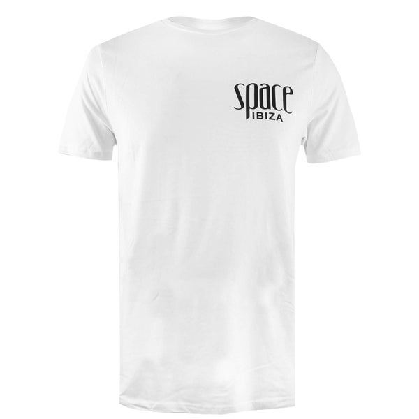 Space Ibiza Mono Logo Step Hem Männer T-Shirt - Weiß