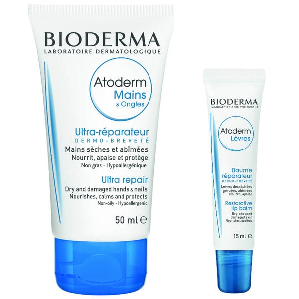 Bioderma Atoderm Ultra Repair Hand and Nail Cream and Restorative Lip Balm Duo