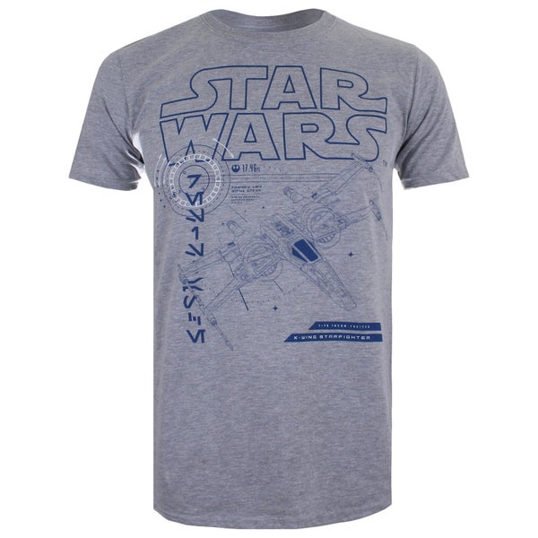 T-Shirt Homme Star Wars X-Wing Les Derniers Jedi - Gris Clair Chiné