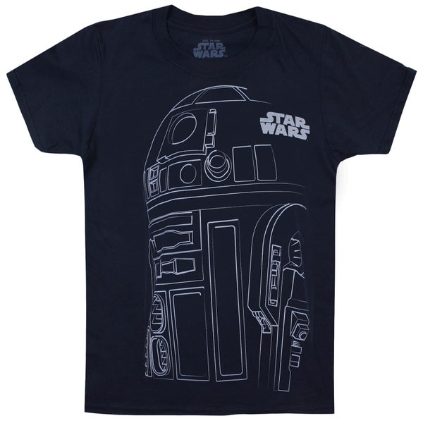 Star Wars The Last Jedi R2-D2 Outline Kinder T-shirt - Navy