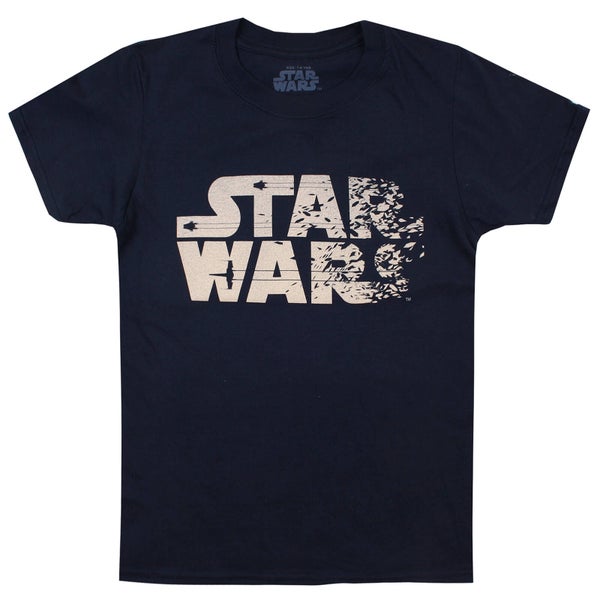 Star Wars The Last Jedi Rebel Text Logo Kinder T-shirt - Navy